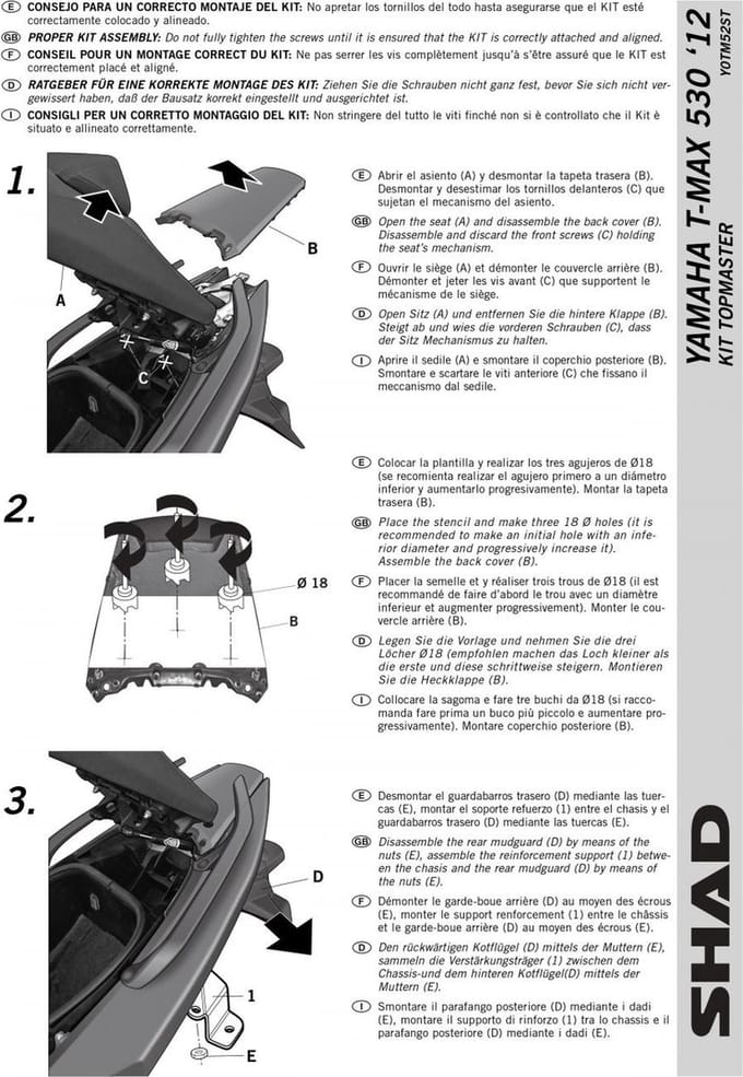 Porte bagage Shad pour Scooter Yamaha 530 T-Max 2012 à 2016 Neuf