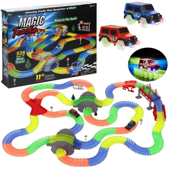 Glow-in-the-Dark Racebaan met 528 Delen en 2 Auto's