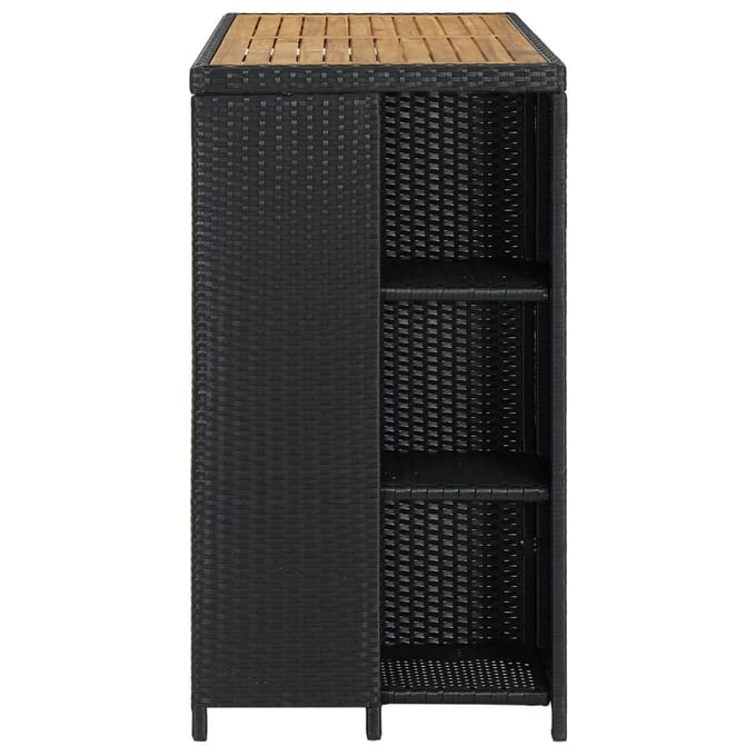 vidaXL - Bartafel - met - opbergrek - 120x60x110 - cm - poly - rattan - zwart