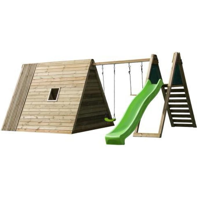 Wombat+ Tipi speeltoestel met glijbaan lime Schommels Schommels