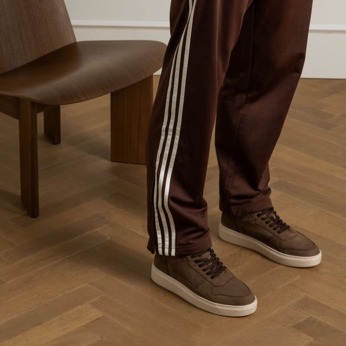 Manfield - Heren - Cognac nubuck sneakers - Maat 40