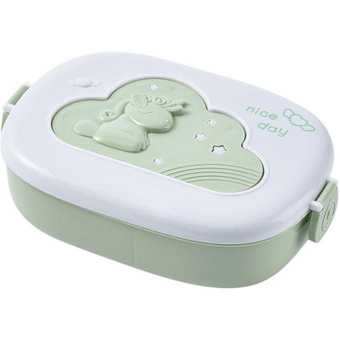 Draagbare Kinder Lunchbox Met Vak Voedselcontainer Plastic Draagbaar Picknick Bento Kantoor Eten Fruit Snackdoos Schattige Thermos white