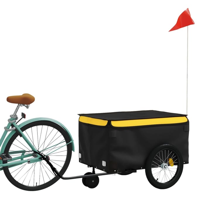 vidaXL - Fietstrailer - 30 - kg - ijzer - zwart - en - geel