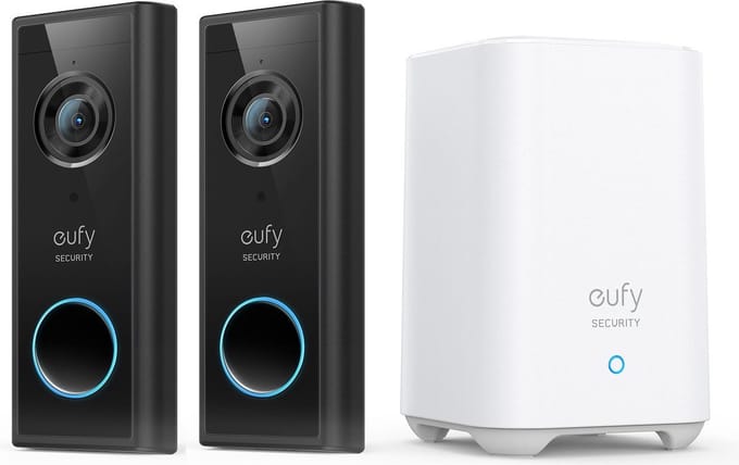 eufy security S220 2K Draadloze Video Deurbel 2 stuks + eufy HomeBase 2 - Bundelvoordeel