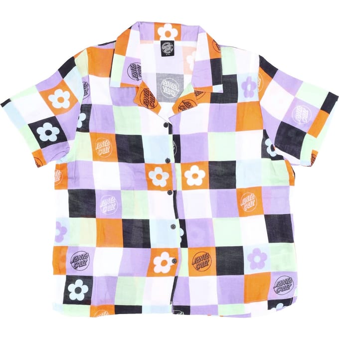 Damesshirt met korte mouwen Opgelapt overhemd met patchworkprint