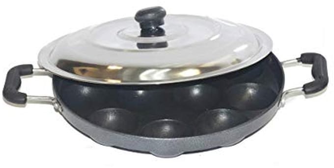 Appam Pan - Ontbijt Maker - Lekkere Snacks Maken - 12 Holtes - 30 cm - Zilver