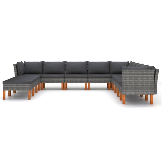 vidaXL - 12-delige - Loungeset - met - kussens - poly - rattan - grijs