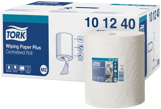 Tork reinigingsrol, 2-laags, wit, 160 m - sterk absorberend