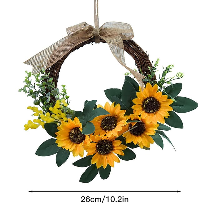 Simulatie Zonnebloem Krans Huis Bruiloft Decoratie Rotan Kunstkrans black