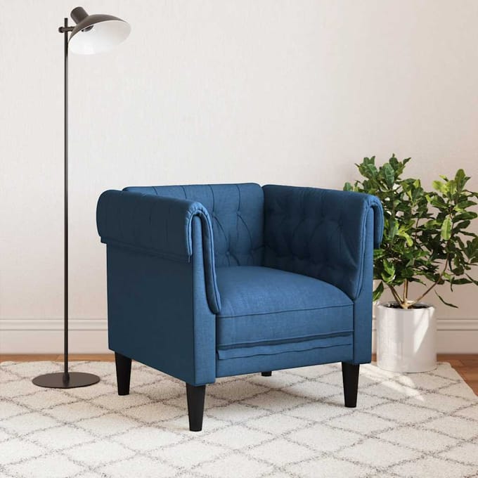 vidaXL - Fauteuil - Chesterfield-stijl - stof - blauw