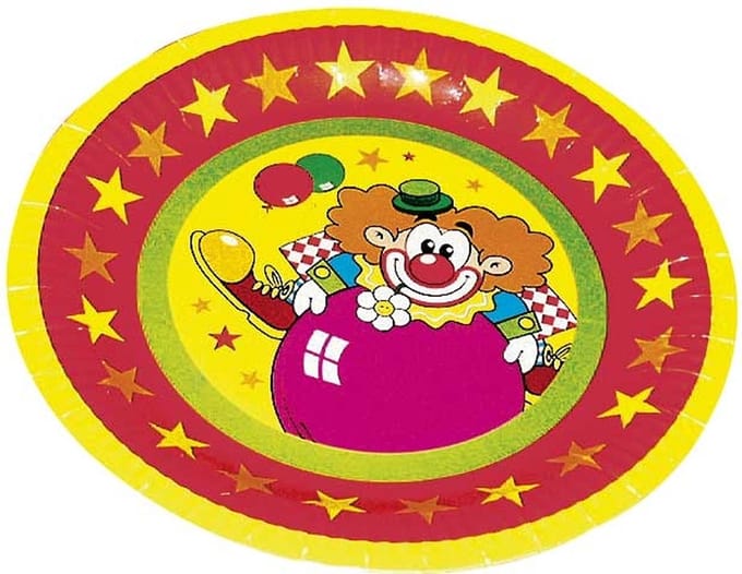Feestborden Clown 23 Cm 8 Stuks
