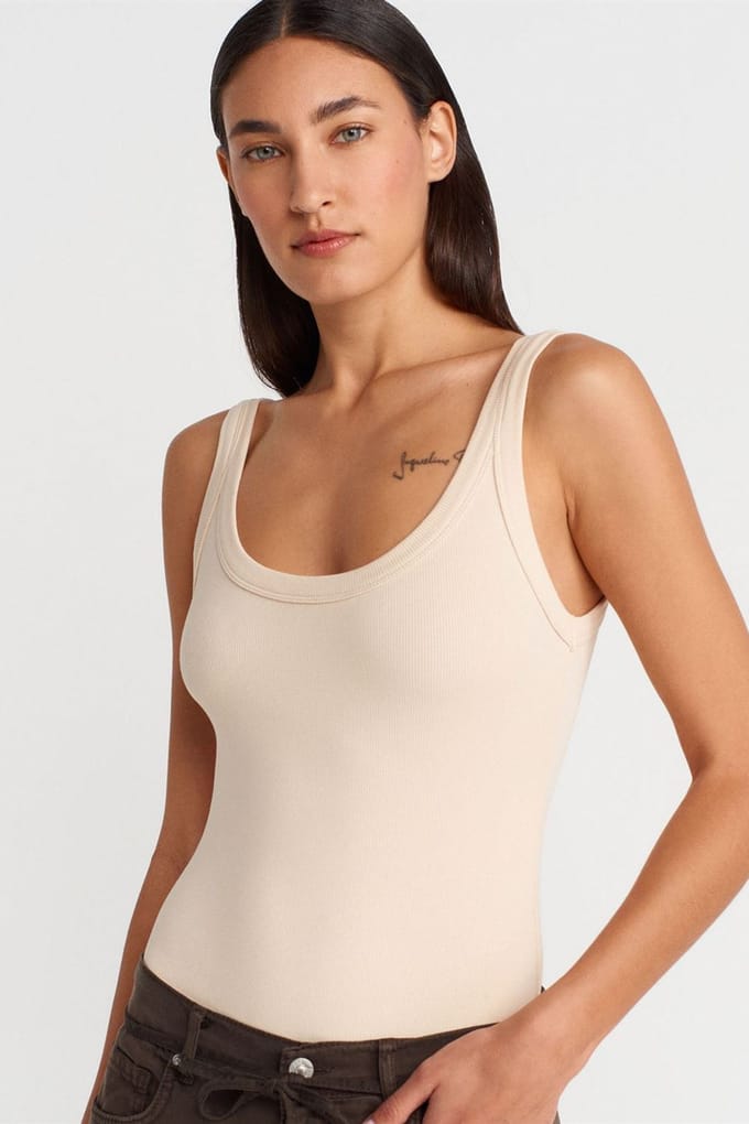 Mouwloze Geribbelde Katoenmix Romper