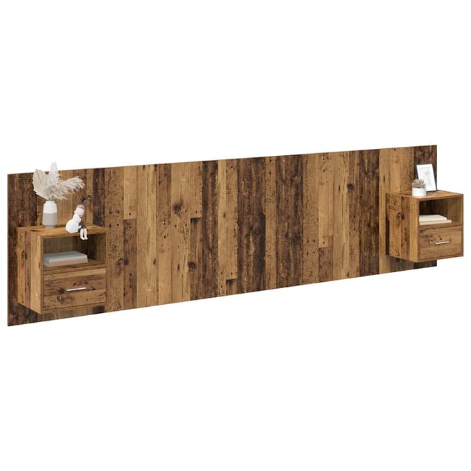 vidaXL - Hoofdeinde - Met - Kast - 3 - st - Oud - Hout - Bewerkt - hout