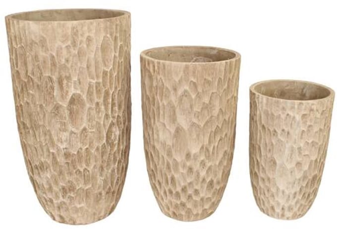 Cement bloempotten set 3-delig – crème goud 75 cm