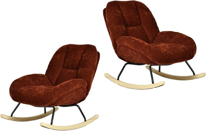 Schommelstoel - Set van 2 Relaxstoel babykamer Stof - Rood