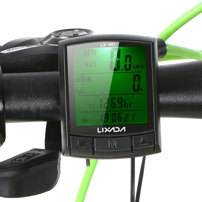 Lixada Fiets Fietscomputer Fiets Snelheidsmeter Kilometerteller MTB Racefiets Computer Wired green