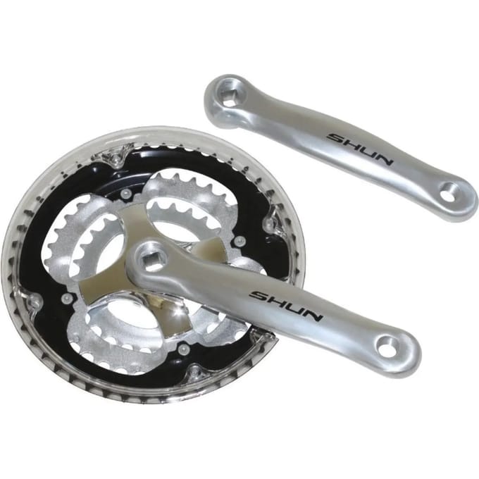 Aluminium mountainbike crankstel P2R 7-8V. 170 mm 48-38-28