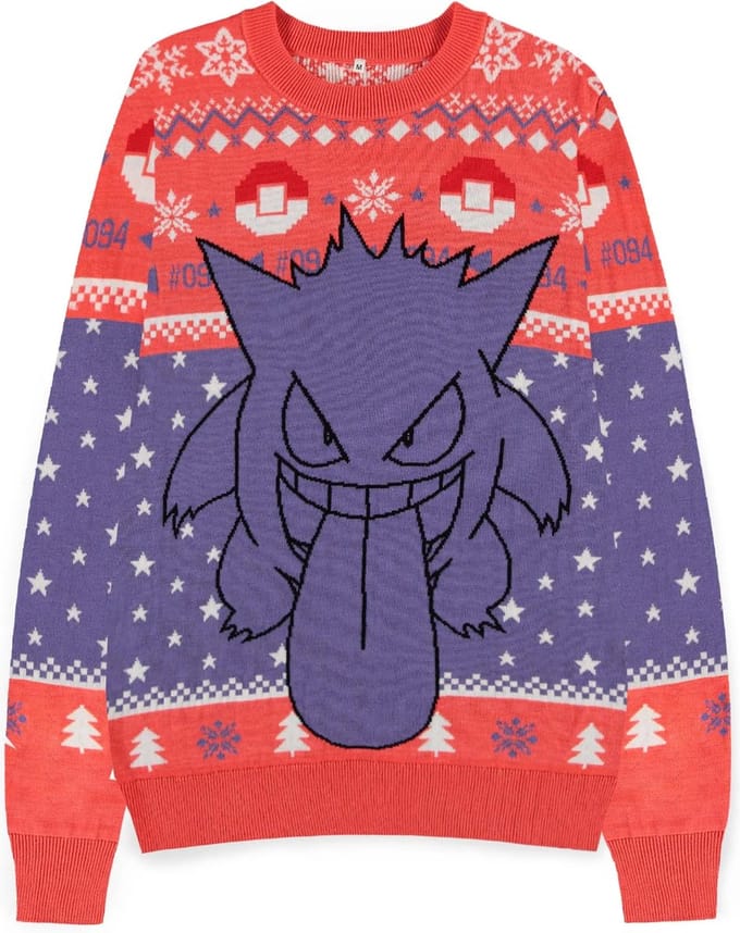 Pokémon - Gengar Kersttrui - S - Roze/Paars