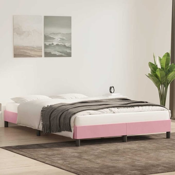 vidaXL - Bedframe - zonder - matras - 160x210 - cm - fluweel - roze