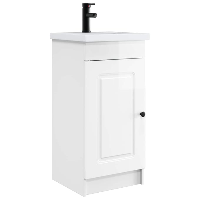 vidaXL - Badkamer - Vanity - met - Wastafel - Hoogglans - Wit - 42 - x - 40 - x - 84,5 - cm