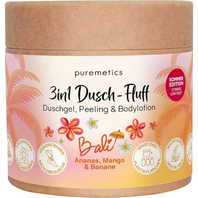 puremetics 3in1 doucheverzorging Douchefluff ‘Bali: ananas, mango & banaan’ Doucheschuim Unisex 250 g