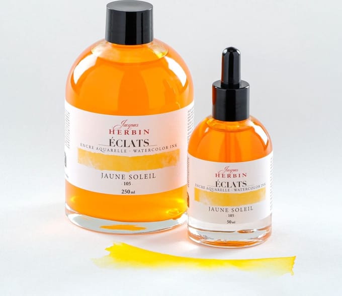 Herbin Eclats aquarel inkt ZONNEGEEL -105- Flesje 50ml