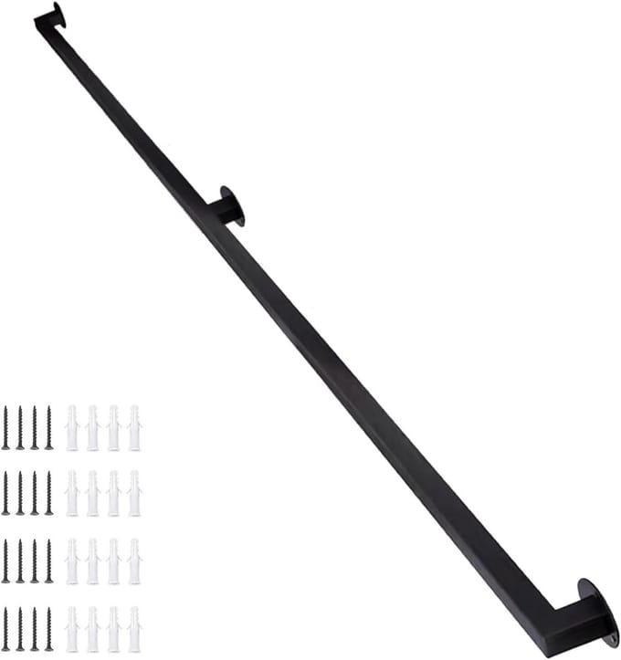 Trapleuningbeugels Set - Muursteunen Leuning - Veilig Traplopen - Smeedijzeren Constructie - 350cm Lengte - Zwart