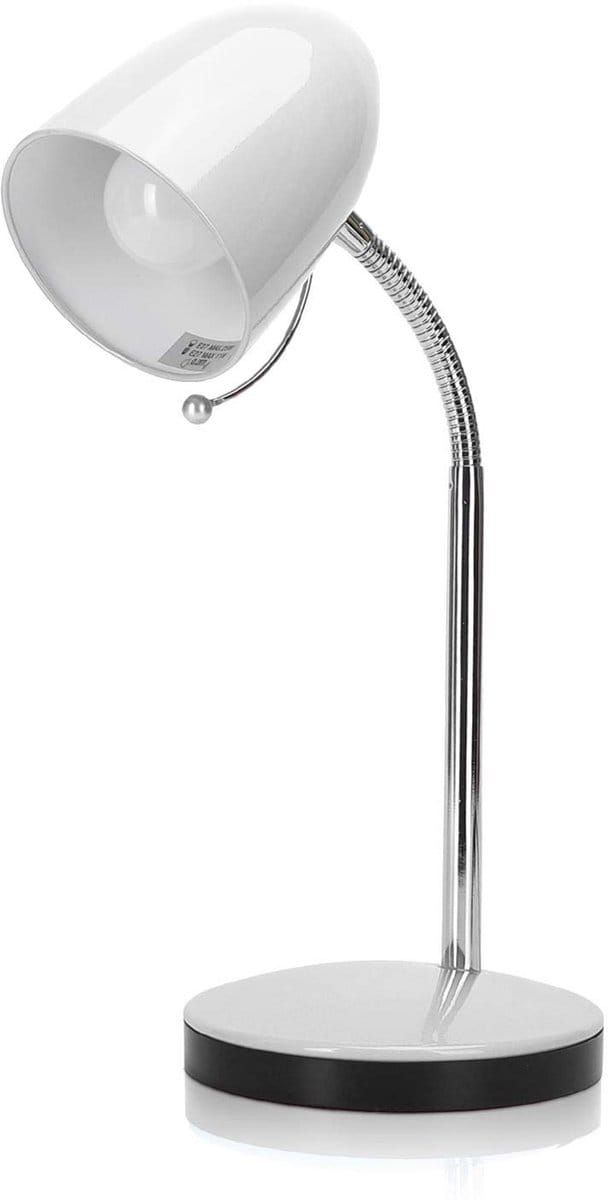 Aigostar 10LR2- Bureaulamp - Verstelbare Leeslamp - Tafellamp - H280mm - E27 Fitting - Wit - Excl. lichtbron