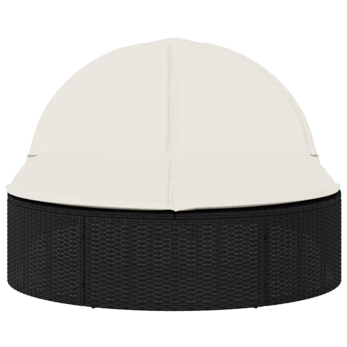 vidaXL - Ligbed - 2-persoons - met - kussens - poly - rattan - zwart