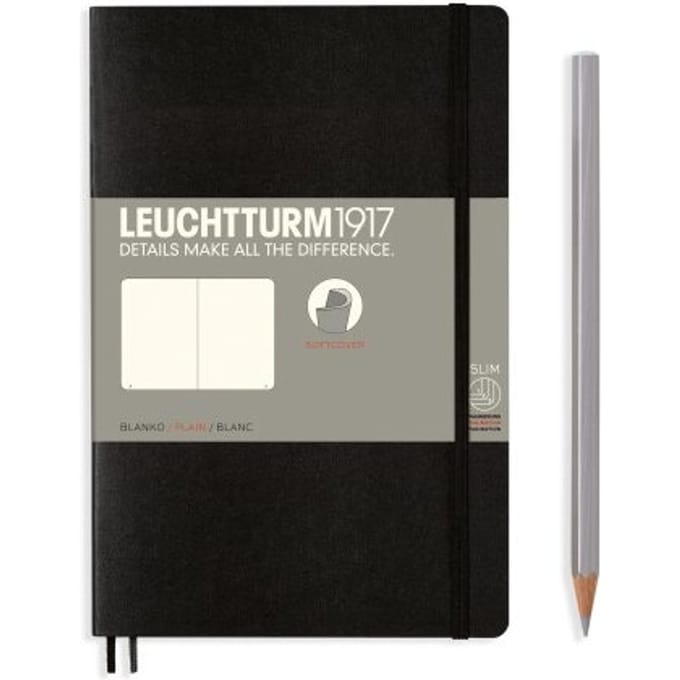 Leuchtturm1917 notitieboekje softcover paperback b6+ blanco zwart