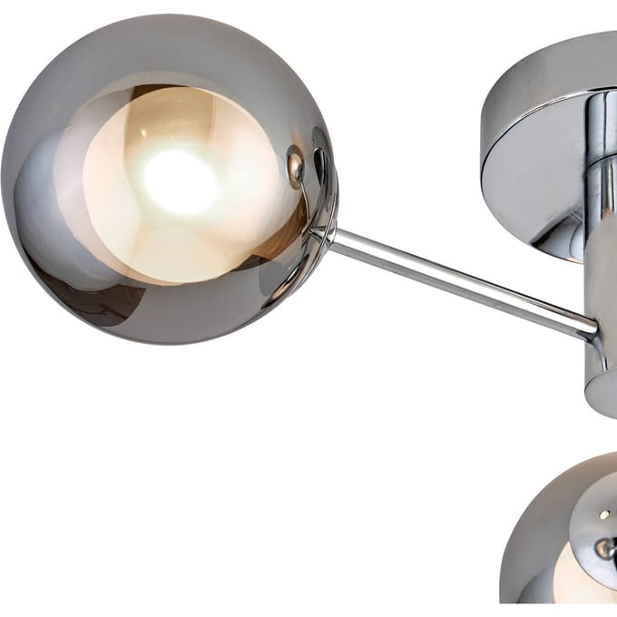Searchlight Oscar plafondlamp, chroom/rookkleurig, glas, 3-lamps, G9
