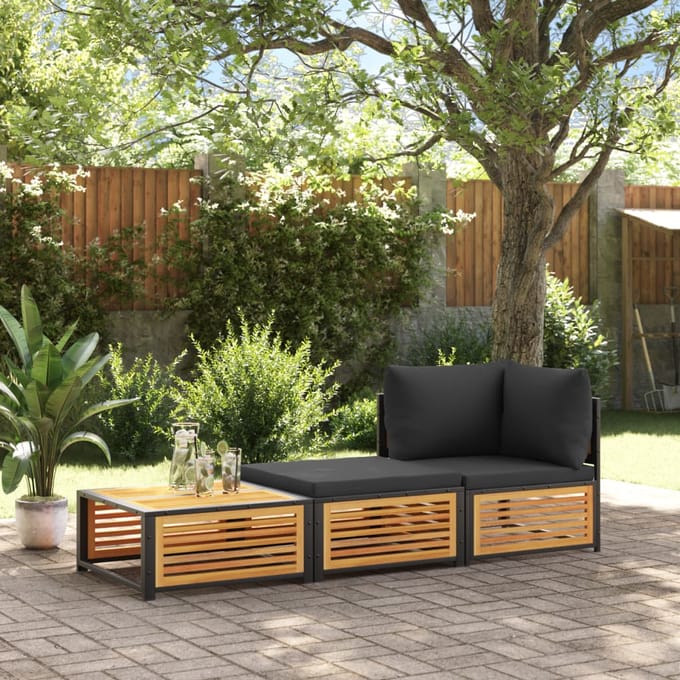 vidaXL - Tuintafel - met - kruk - massief - acaciahout