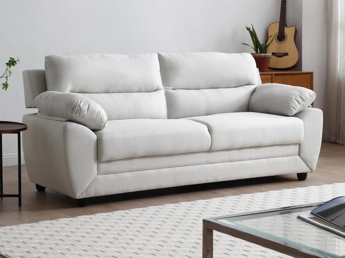Vente-unique Driezitsbank van beige stof MANOA