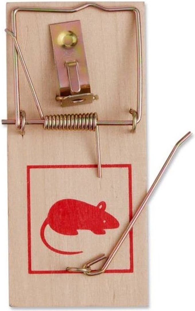 Benson Muizenval - 12x stuks - hout/metaal - 10 x 4,5 cm - muizenklem