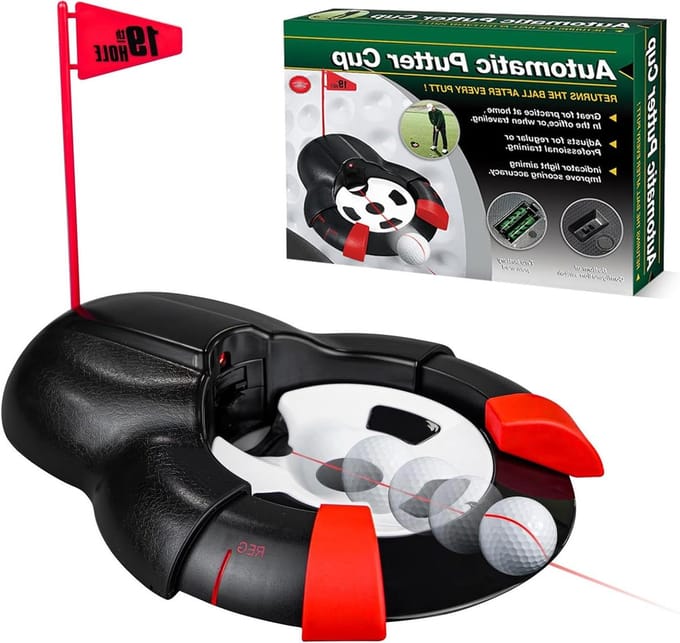 Automatische Putting Cup - Putting Trainer - Golf Oefenen - Automatische Balterugloop - 28x22cm - Zwart