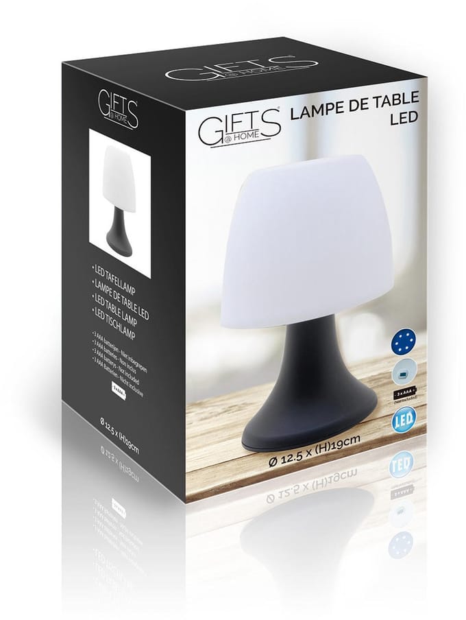 Tafellamp LED voet zwart 19cm multicolor speelgoedlamp batterij.