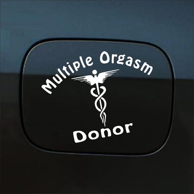 Bumpersticker - Multiple Orgasm Donor - 11,1 X 14,8 - Wit