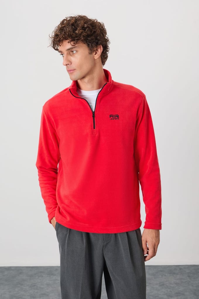 Heren Pluche Half-Zip Sweatshirt