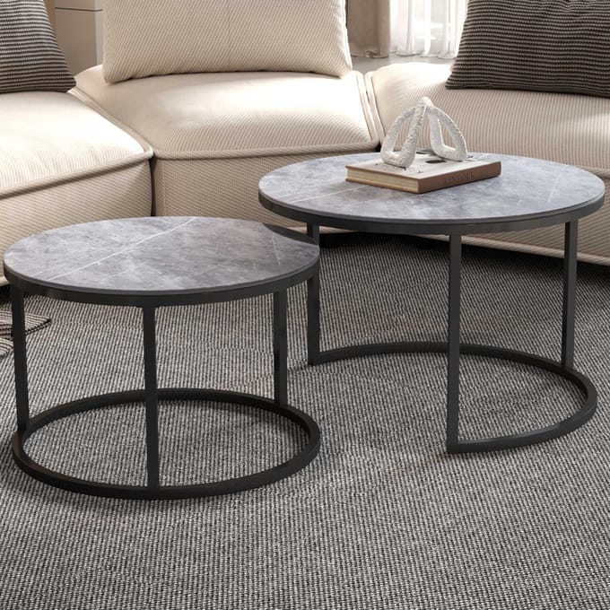 Salontafel 'Boston' Decor Glas Steen Grijs
