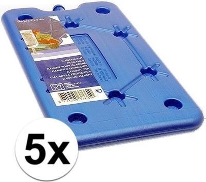 5 platte koelbox koelelementen blauw