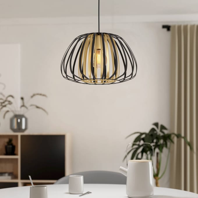 EGLO Encinitos Hanglamp - E27 - Ø 37,5 cm - Zwart|Goud