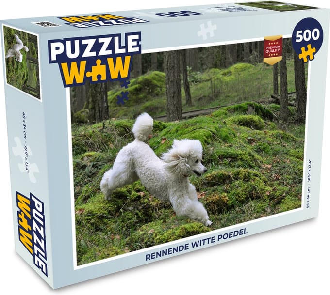 Puzzel Rennende witte poedel - Legpuzzel - Puzzel 500 stukjes
