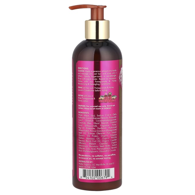 Mielle, Shampoing hydratant et démêlant, Grenade et miel, 350 ml (355ml) pink