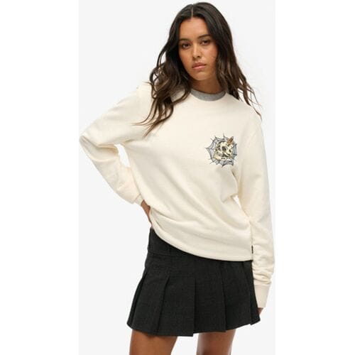 Superdry Oversized Tattoo Sweatshirt met Print Crème Grootte: XL