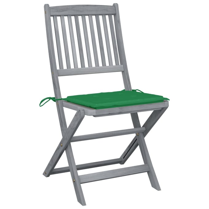vidaXL - Inklapbare - stoelen - 6 - st - met - kussens - massief - acaciahout