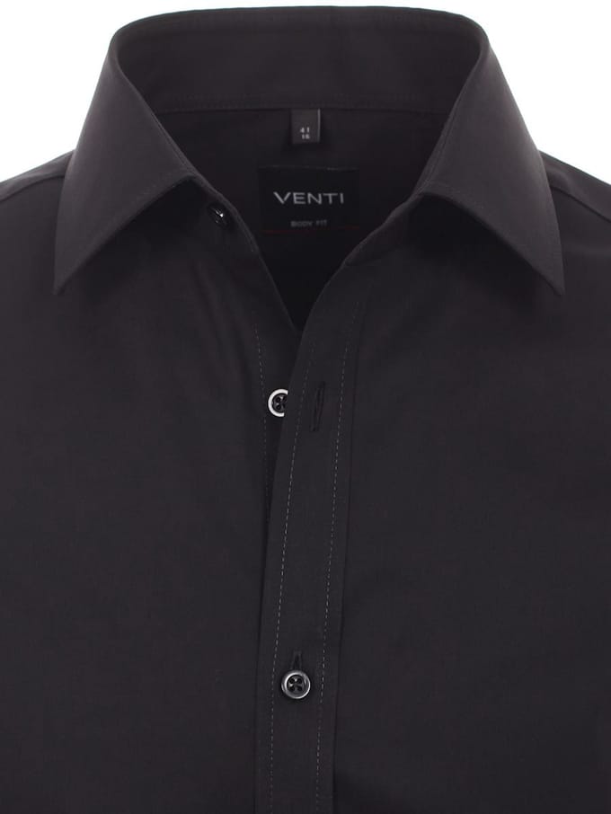 Venti Overhemd Zwart Body Fit Kent Kraag 001420-800 - S