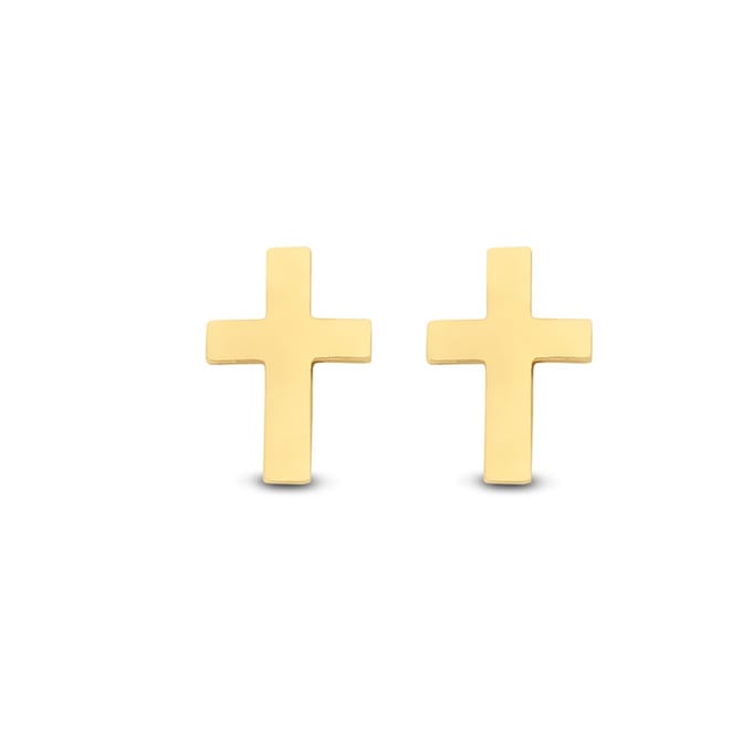 New Bling Goud 9NBG-0102 Oorknop Kruis - Glad - 6mm - Goud