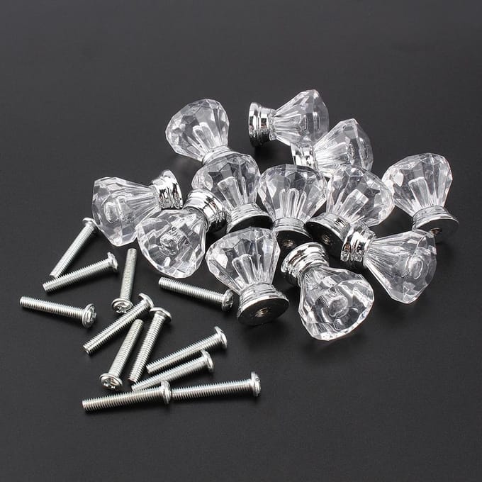 12 Diamant Kristalglas Kastknop Kast Lade Trekhandvat