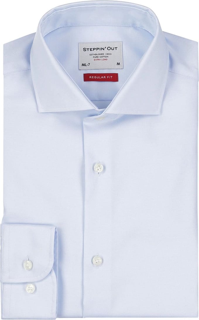 Steppin' Out Overhemd Twill Extra Lange Mouw Lichtblauw - Maat M - Heren - Overhemden Formeel