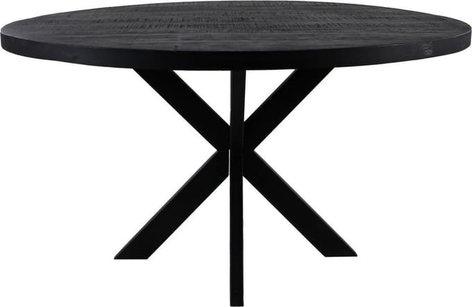 Ronde eettafel ø100 cm - Zwart mangohout/ijzer